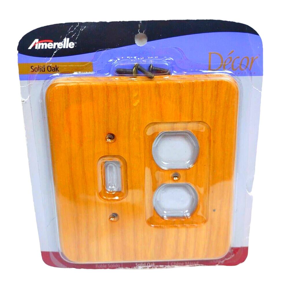 Amerelle Decor Wood Grain Single Toggle Duplex Wall Plate Solid Oak 196TD New